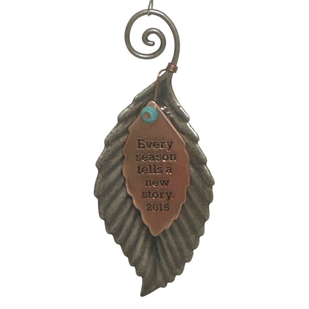 Hallmark Keepsake A New Season Ornament Leaf-Shaped Metal Copper Accent 2015